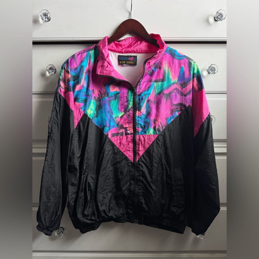 Colorful Black Windbreaker